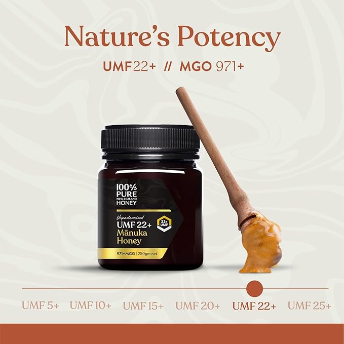 100% Pure New Zealand Manuka Honey UMF 22+ and 25+ Ultra High Grade Bundle 2 x 8.8 Oz