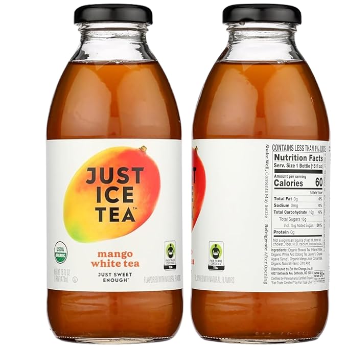 Just Ice Tea Variety Pack 10 – Assorted Iced Teas Made with Real Brewed Tea – Half Tea &amp Half Lemonade Peach Honey Green Mango White &amp Hibiscus – Refreshing Ready-to-Drink Beverages