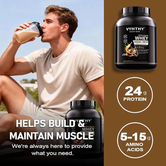 Caramel Coffee Flavored Whey Protein Powder24g Protein per Serving Fast-Absorbing Concentrated whey Protein Low Sugar Gluten-Free Natural Flavor 3.5lbs(56oz)