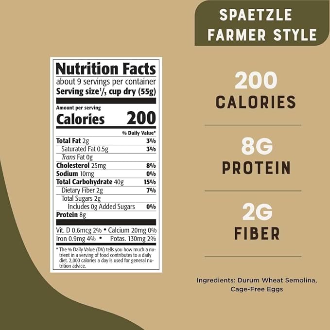 Bechtle Spaetzle Farmer Style Egg Noodles - Traditional German Pasta Authentic Imported from Germany Cage-Free Eggs &amp Durum Wheat Semolina Non-GMO Kosher (17.6oz Pack of 2)