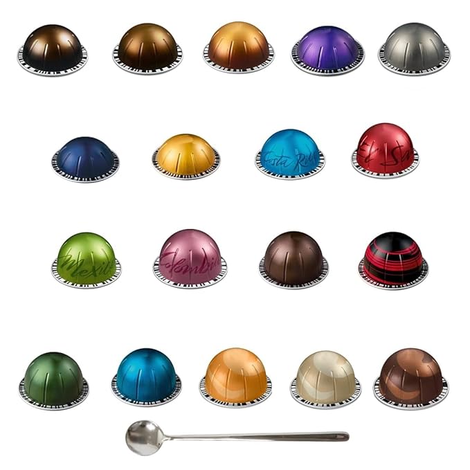 Variety Discovery Sampler 18 Capsules BULK Pack with Spoon / 18 Flavors Exploration Kit/Espresso &amp Lungo Coffee Mix Capsules Pod (18 Variety Pack)