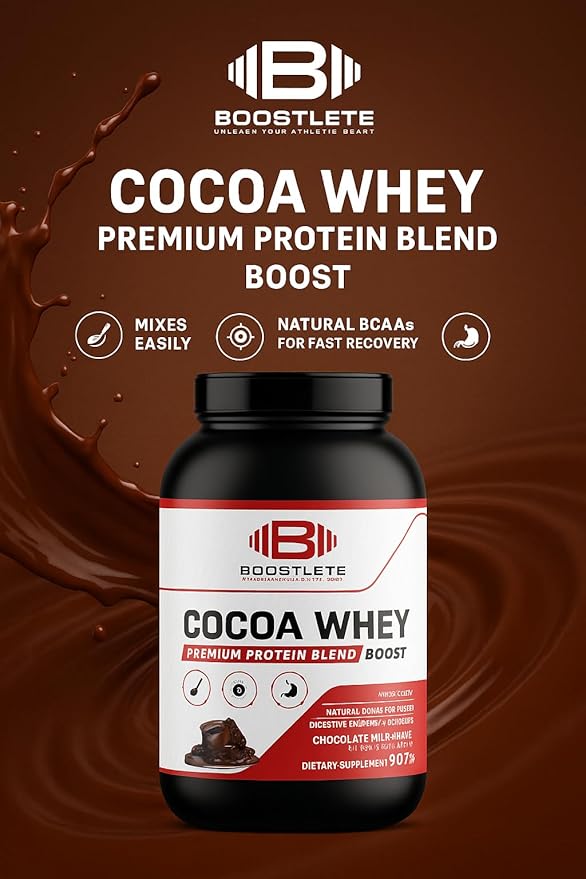Cocoa WHEY Protein Powder – Chocolate Flavor | Premium Whey Protein Concentrate &amp Isolate Blend | Supports Muscle Growth Recovery &amp Energy | GMP Certified Non-GMO USA-Made (2 lbs)
