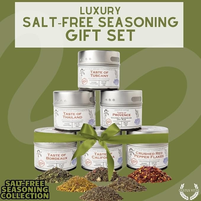 Salt-Free Gourmet Seasoning Collection | Artisanal Spice Blends Gift Set | Hand Crafted Small Batch Spices | No Sodium | Non GMO All Natural | GLP-1 Friendly | Ultra Premium Sustainably Sourced | M