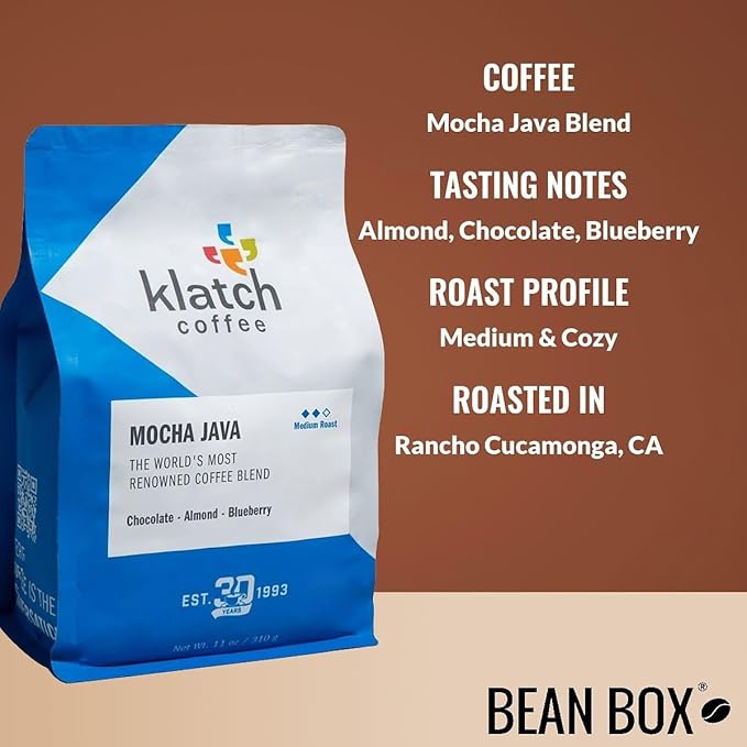 Mocha Java Blend - Roasted by Klatch Coffee - Freshly Ground Coffee - 310 Gram Bag