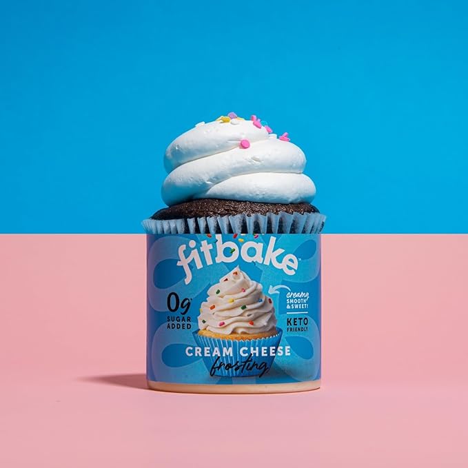 FitBake Yellow Cake Baking Mix and Cream Cheese Frosting Bundle | 0g to 2g Net Carbs Per Serving | Keto Friendly Low Carb Food | Gluten Free Desserts | No Added Sugar