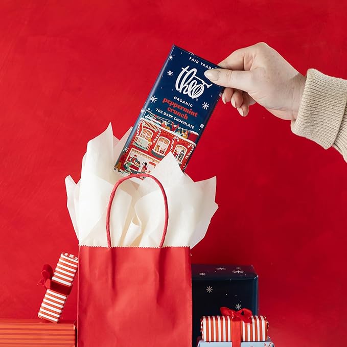 THEO Chocolate Holiday Peppermint Crunch Organic Dark Chocolate Bar 70% Cacao 12 Pack | Vegan Fair Trade 2.8 ounces