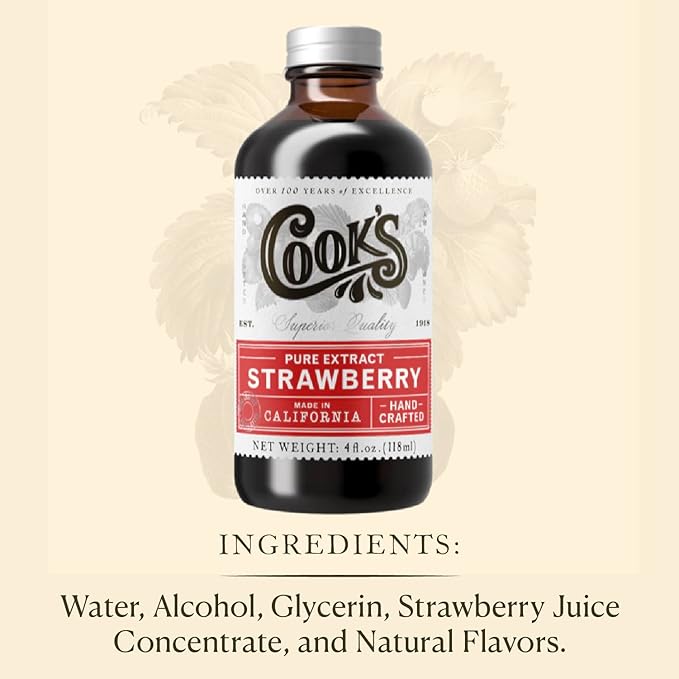 Cook's Strawberry Extract for Baking Preserves Syrup Cookies Cakes 8 oz