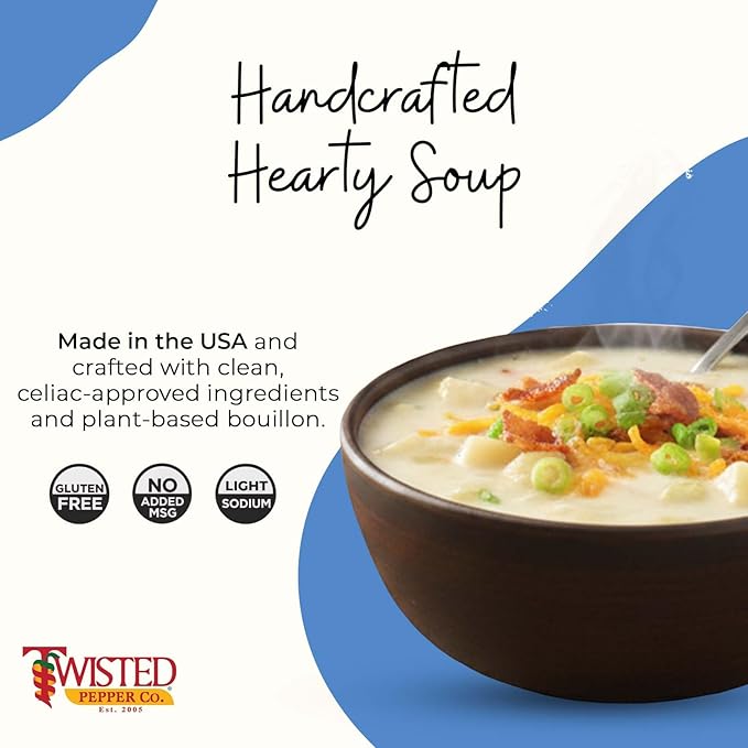 Twisted Pepper Co. Baked Potato Soup Mix: Gluten-Free – Handcrafted Soup – Rich Creamy &amp Savory Flavor Fast &amp Easy Comfort Meal Ready in 30 Minutes Serves 8 Add Bacon Cheese &amp Toppin