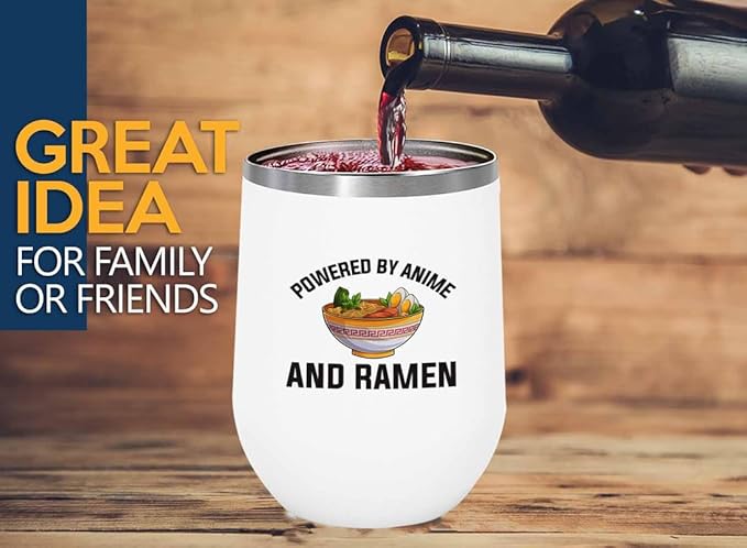Ramen Lover White Edition Wine Tumbler 12oz - Powered by anime - Food Lovers chicken pumpkin vegan pantry spicy noodles