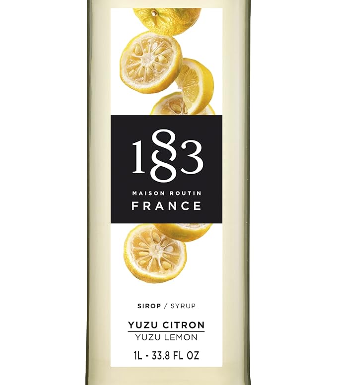 1883 Yuzu Lemon Syrup for Drinks Made in France 1 Liter Glass Bottle