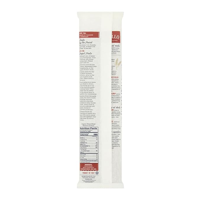 DeLallo Whole Wheat Spaghetti 1 Pound Bag 4 Pack 100% Organic Noodles Pasta from Italy Whole Grain Cooks Al Dente