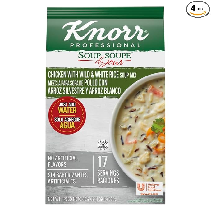 Knorr Professional Soup du Jour Chicken with Wild and White Rice Soup Mix No added MSG 0g Trans Fat per Serving Just Add Water 1.87 Pound (Pack of 4)