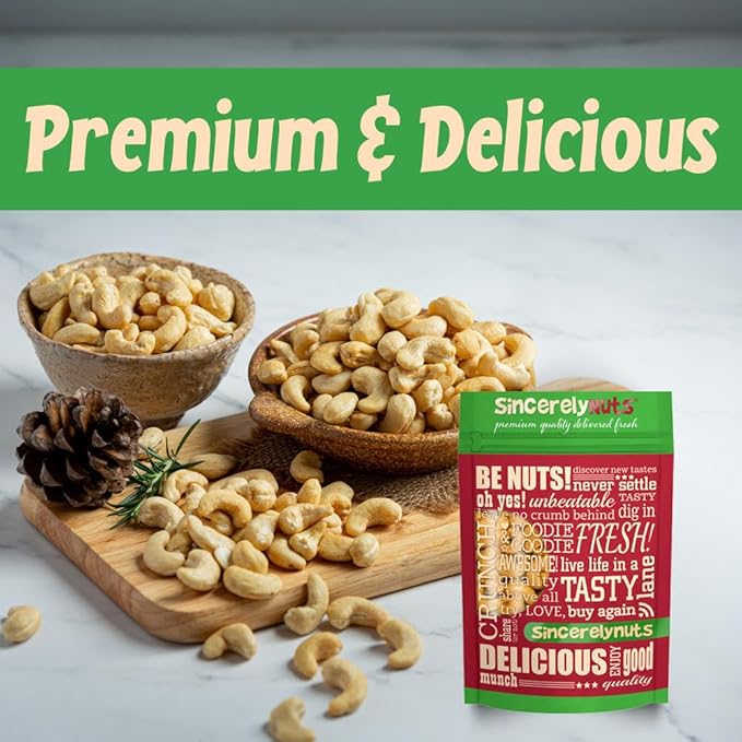 Sincerely Nuts – Large Jumbo Cashews Roasted and Salted | Five Lb. Bag | Deluxe Kosher Snack Food | Healthy Source of Protein &amp Nutritional Content | Gourmet Quality Vegan Nut