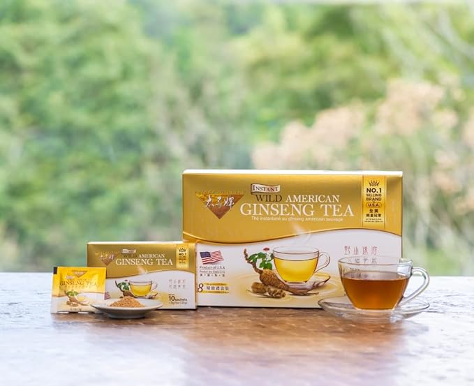 Prince of Peace Instant Wild American Ginseng Tea 80 Sachets – Healthy Drink Caffeine-Free Energy-Boosting Heavy Antioxidants Plant Extract