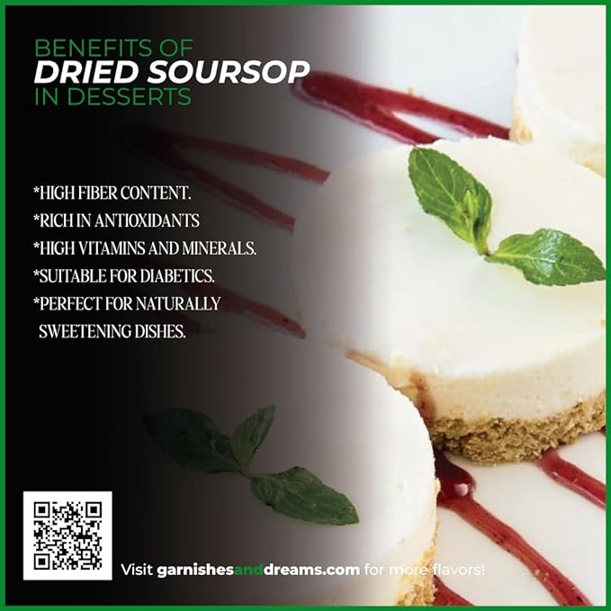 Garnishes &amp Dreams Dehydrated &amp Dried Soursop (7oz) – Natural Tropical Fruit for Juices Desserts Cocktails &amp Healthy Snacking No Sugar Added Edible Dried Fruit Garnish