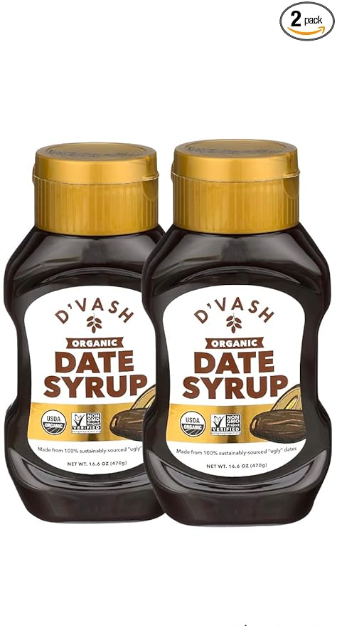 Dvash Organic Date Syrup 2 Pack 16.6 Ounce Squeeze Bottle | Dibis | Vegan Gluten-free No Added Sugar Paleo Non-GMO Kosher Sugar Substitute|HoneyMaple and Barley Malt Substitute|