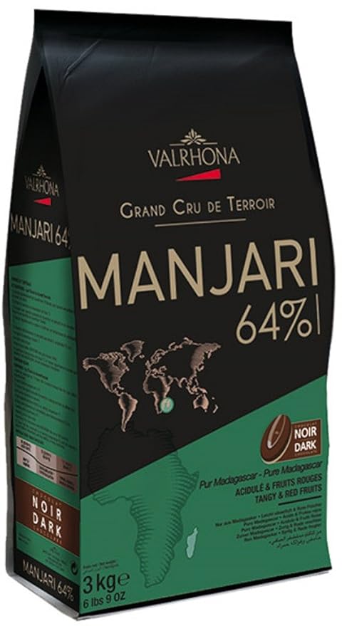 Valrhona Dark Chocolate - 64% Cacao - Manjari Grand Cru - 6 lbs 9 oz bag of feves