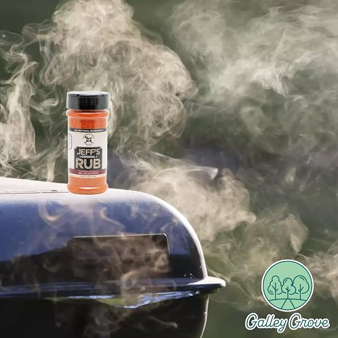 Jeff's Original Rub All-Purpose BBQ Seasoning 5.4 oz Bottle (2-Pack) Grill or Smoker - Pork Chicken Ribs Brisket Steak Seafood Vegetables - Bundle With Galley Grove Sugar-Free Breath Mints