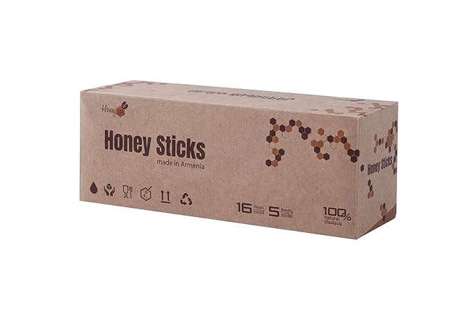 Honey Sticks 100% Pure Raw Honey 16 Packs of 5 Sticks 80 Total Made in Armenia