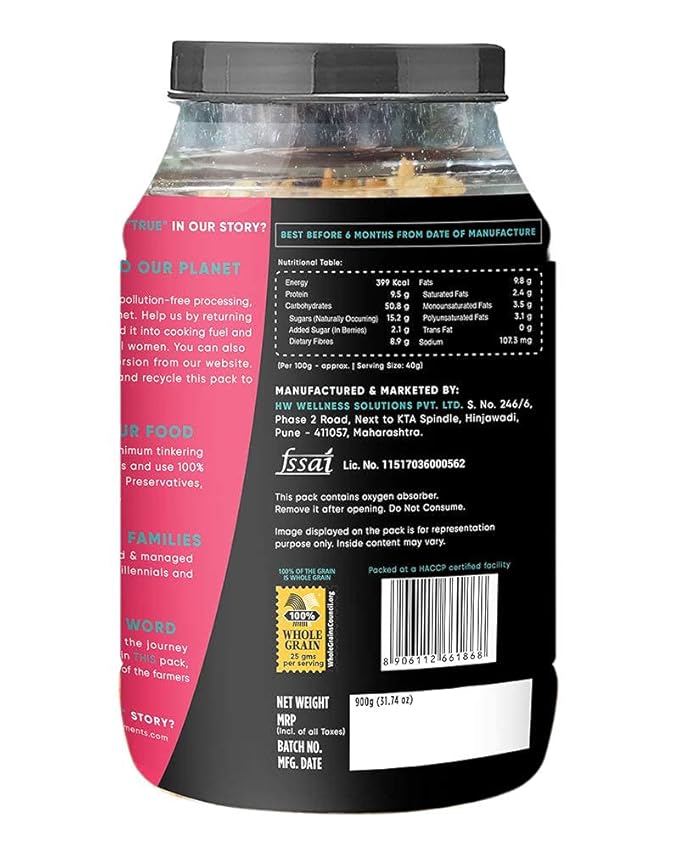 True Elements Millet Granola 31.74 Oz - with 21% Millets like Jowar Flakes &amp Bajra Flakes | Granola for Breakfast | Healthy Food