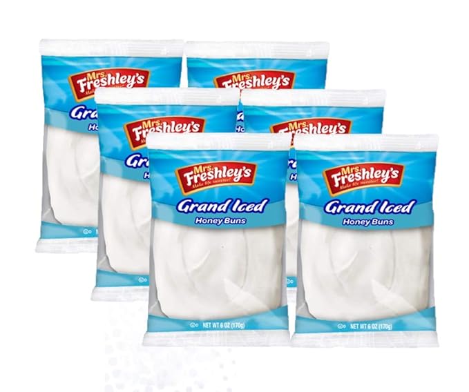 Mrs. Freshley's Grand White Iced Honey Buns Individually Packaged 6 oz. Pack of 12