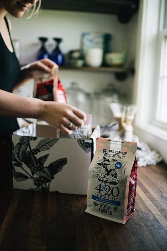 Red Rooster Coffee Organic 4&amp20 French Roast – Dark Roast Whole Bean Coffee – Notes of Hot Fudge &amp Navel Orange – Fair Trade USDA Organic 12 oz. bag Whole Bean