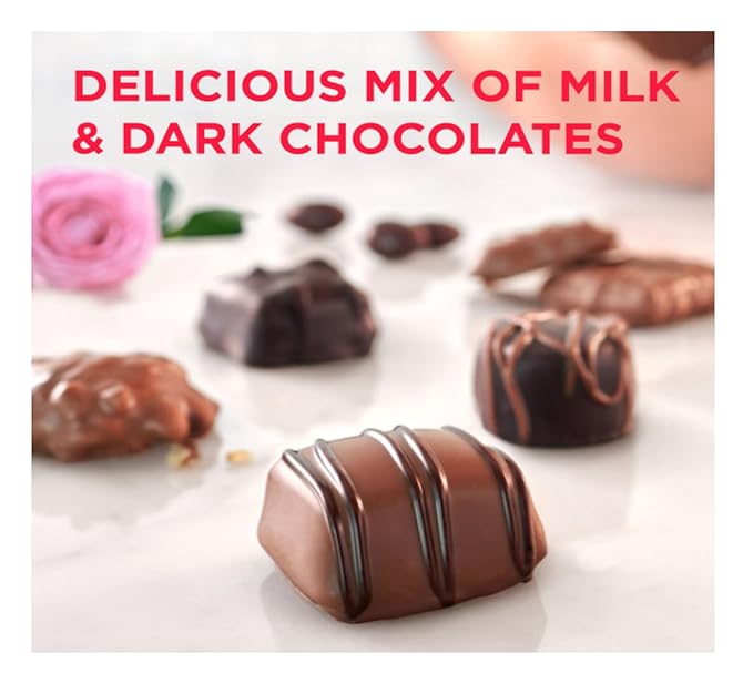 Russell Stover Valentine's Day Red Foil Heart - Pack of 2 - Assorted Milk and Dark Chocolate - 17 Pieces Per Box - Great For Sharing with Friends and Family