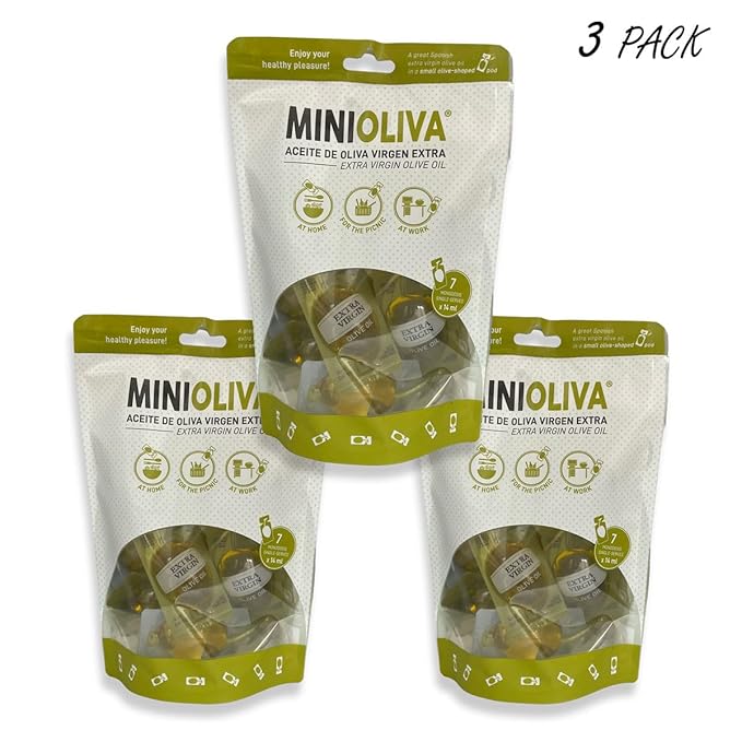 Mini Oliva - Extra Virgin Olive Oil Single Serve -3 Pouches of 7 Pods (21 Total 0.47 fl oz Each)