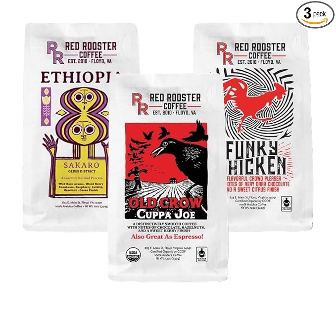 Bean Box Sampler - Roasted by Red Rooster 3-Pack Whole Bean Coffee Gourmet Coffee
