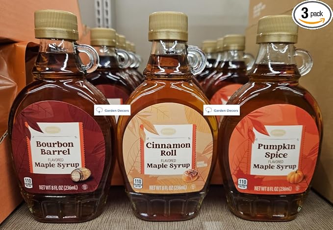 Berry-hill Maple Syrup Bourbon Barrel Cinnamon Roll Pumpkin Spice 8fl oz 236ml (Three Bottles)