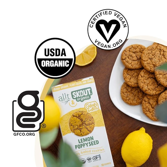 Skout Organic Lemon Poppyseed Soft Baked Cookie (3 Pack) | Soft Baked Cookies | Plant-Based | Vegan | Gluten Dairy &amp Soy Free