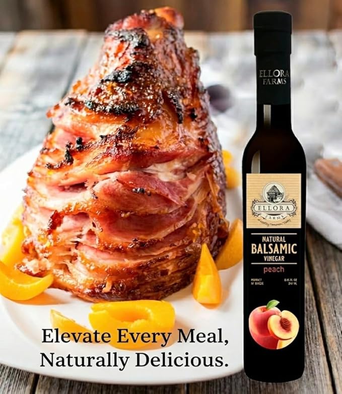 Ellora Farms Peach Infused Balsamic Vinegar Great Taste Award thick and creamy no-added sugars no-preservatives 8.45 oz. bottle (Peach)