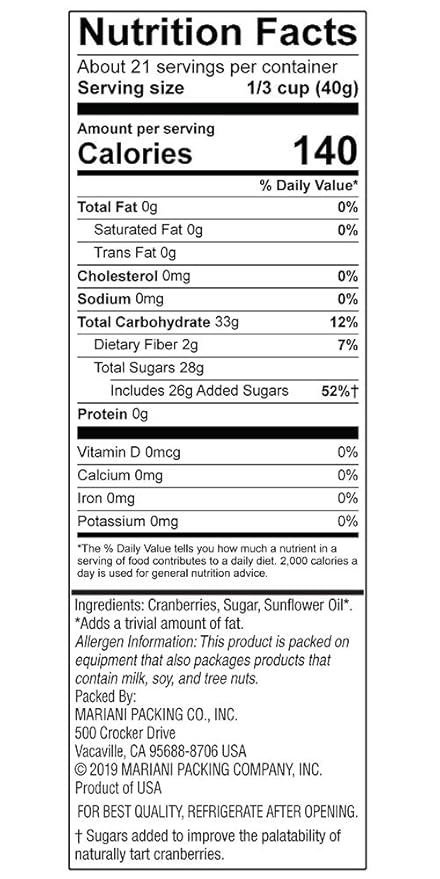 Mariani | Dried Cranberries | Healthy Snacks for Kids &amp Adults | Dried Fruit | Vegan Snacks | Gluten Free Snacks | No Preservatives Fat Free | 30 Ounces (Pack of 1) - Resealable Bulk Bag
