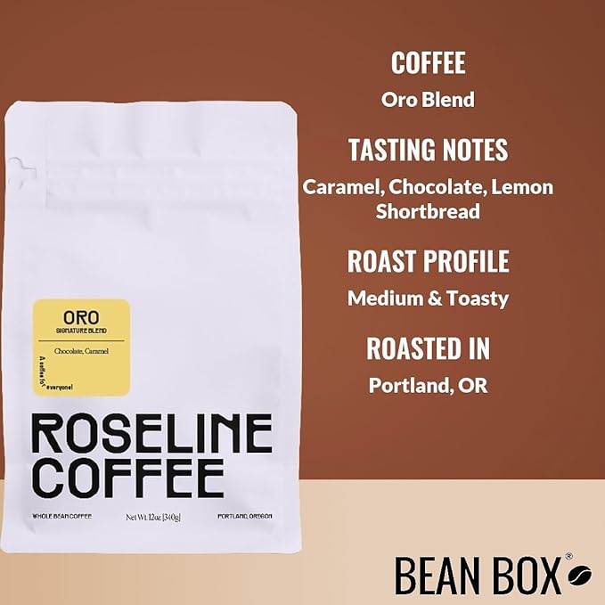 Oro Blend - Roasted by Roseline Coffee - Whole Bean Coffee - 12 Ounce Bag