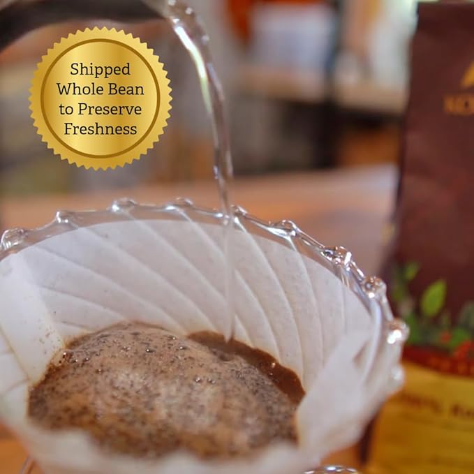 KONA EARTH 100% Kona Premium Coffee Dark Roast Whole Bean (8oz) Farm-Direct Authentic Hawaiian Kona Coffee beans from Hawaii’s Big Island Micro-Batch-Roasted