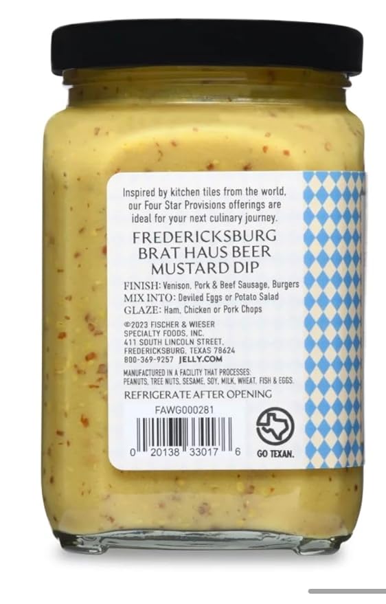 Four Star Provisions Fischer &amp Wieser - Sauces Spreads Jellies Jams &amp Dips (Fredericksburg Brat Haus Beer Mustard Dip 11.1oz)