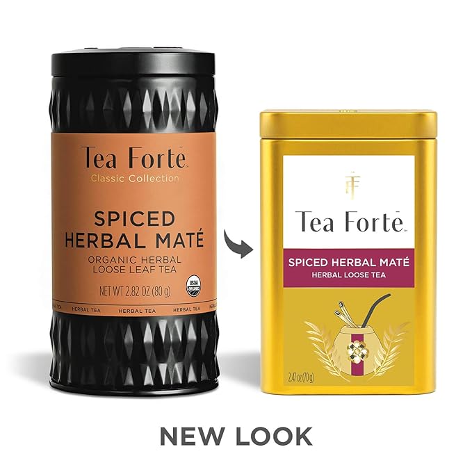 Tea Forte Spiced Herbal Maté Premium Loose Leaf Caffeinated Herbal Tea Blend Canister Makes 35-50 Cups