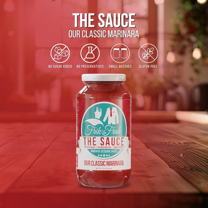 Classic Marinara Pasta Sauce by Frik &amp Frak 6-Pack No Sugar Added No Preservatives Gluten Free 36 Month Shelf Life Artisan Small Batch Crafted Pasta Sauces 24 Oz Jars