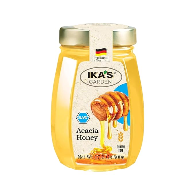 Ika’s Garden Raw Acacia Honey – 100% Pure Unfiltered Gluten-Free – Product of Germany 17.6 oz (500g) Jar [Pack of 12]