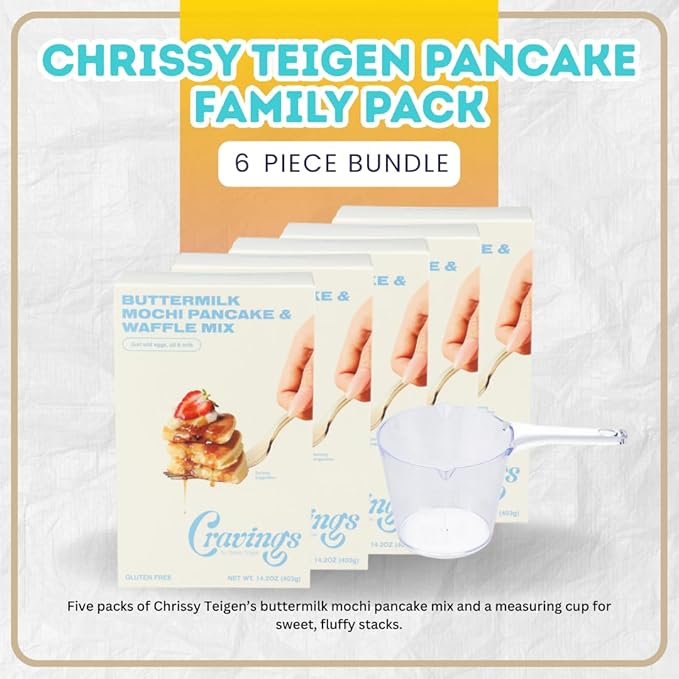 Butter Milk Pancake – 5x Buttermilk Mochi Pancake and Waffle Mix – 14.2OZ Bundle with 1 Cup Plastic Clear Measuring Cup – Rice Flour Blend with Buttermilk for Pancakes and Waffles – Gift Set (6 Items)