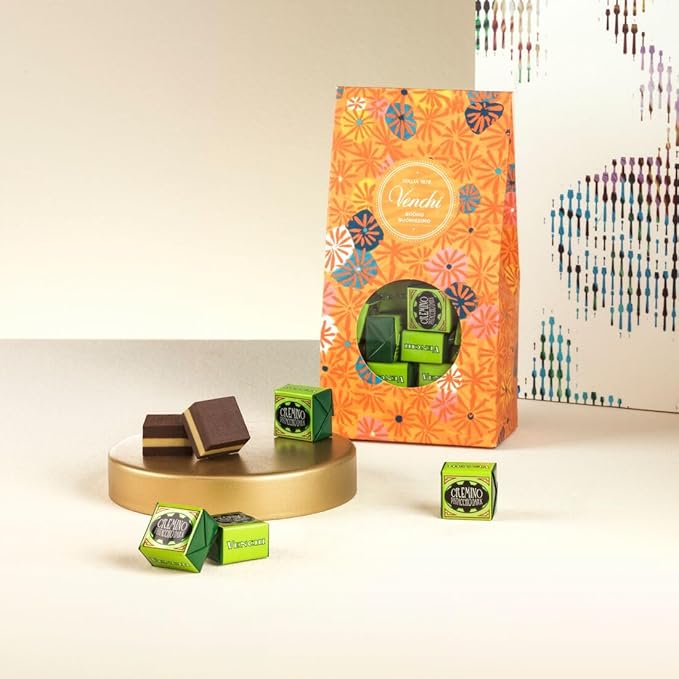 Venchi - Murrine Gift Box with Cremino Pistachio and White Chocolates 10.76 oz Gluten-Free No Artificial Colors or Preservatives Gift Idea