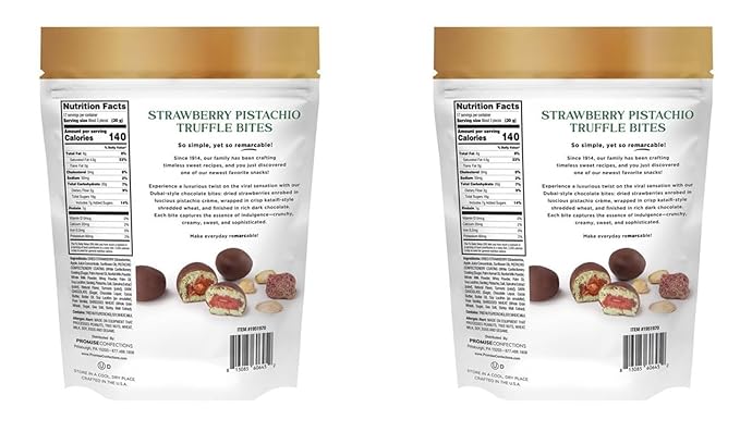 Dubai Style Chocolate Strawberry Pistachio Truffle Bites 18 oz By EM (2 PACKS)