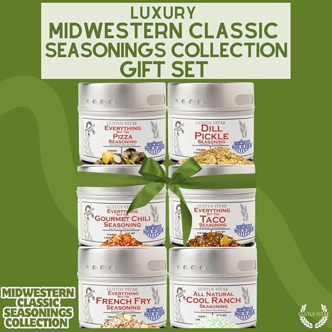 Midwestern Classic Seasonings Collection | Authentic Small Batch | Wings Bugers BBQ Air Fryer Snacks Dips Homemade Home Cooking | 6 Gourmet All Natural Spice Blends | Hand Packed Small Batch |