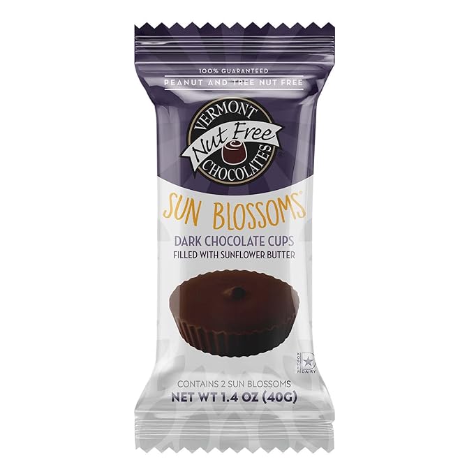 Vermont Nut Free Chocolates Sun Blossoms® (Dark Chocolate) 12 Count Nut-Free Egg-Free Kosher