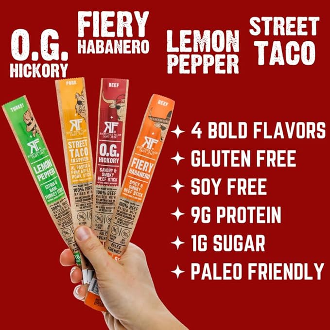 Righteous Felon Beef Jerky + Meat Sticks Variety Gift Basket - Great Gifts for Men | Gluten Free High Protein Healthy Snack | Beef Pork &amp Turkey Jerky Variety Snack Pack | The Gift Bag Pack