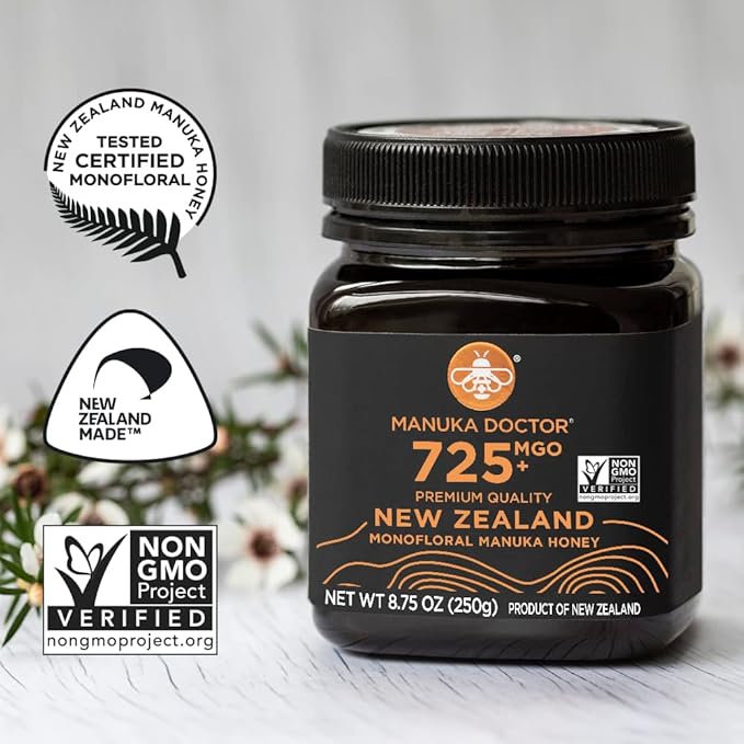 Manuka Doctor - MGO 725+ Manuka Honey Monofloral 100% Pure New Zealand Honey. Certified. Guaranteed. Raw. Non-GMO (8.75 oz)