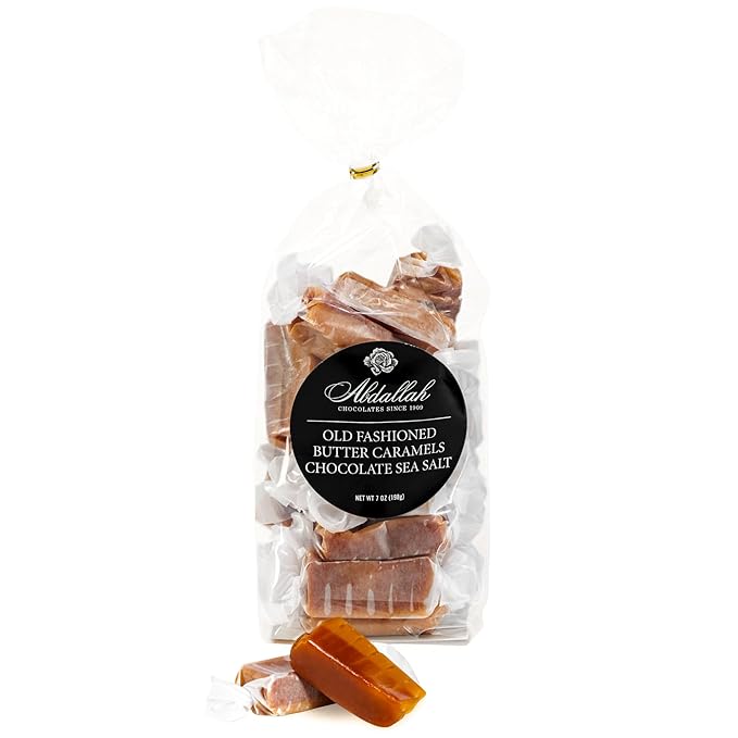 Abdallah Chocolates Old Fashion Chocolate Butter Caramel with Sea Salt (Two Pack 14 oz)