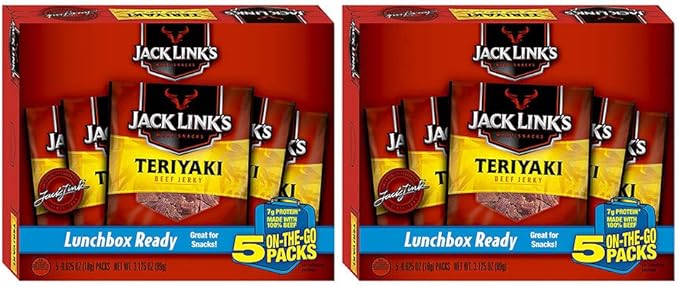 Jack Link's Teriyaki Protein On-the-Go Lunch Packs 5 Count (2 Boxes)