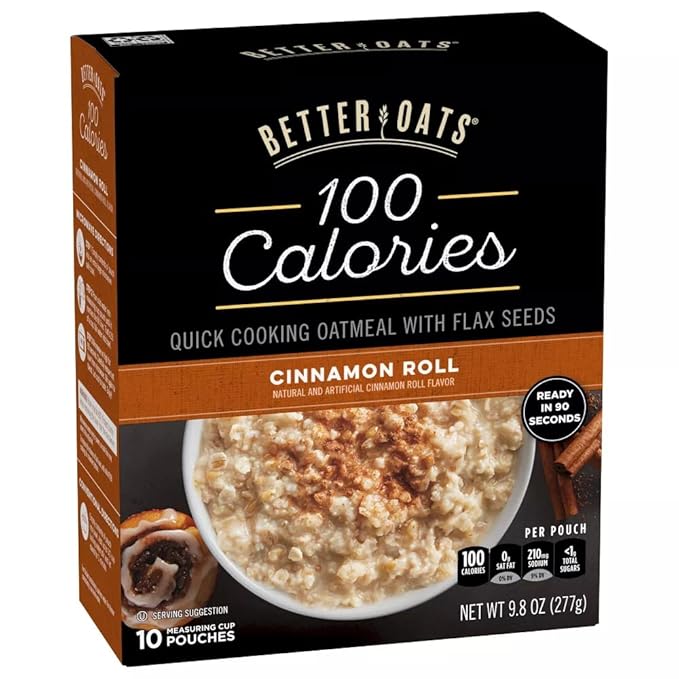 Better Oats OAT FIT Instant Oatmeal CINNAMON ROLL 9.8oz (3 Pack)