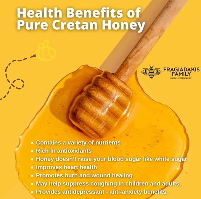 Aoritiko Pure Cretan Mountain Honey | Greek Honey | 100% Natural Wildflower &amp Herb-Infused Rich Aromatic Flavor Harvested from Pristine Greek Flora | 450 gram glass jar
